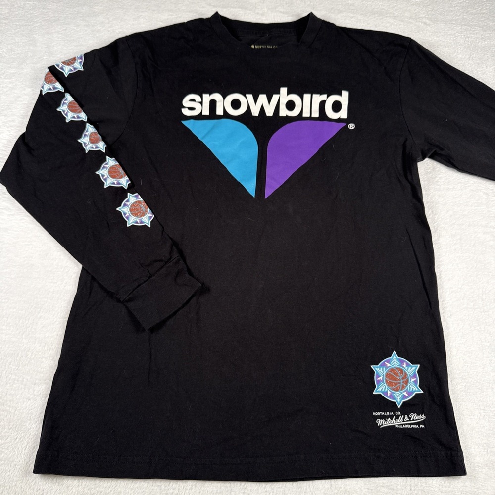Utah Jazz Snowbird Mitchell And Ness Long Sleeve Shirt Mens Size Medium NBA EUC